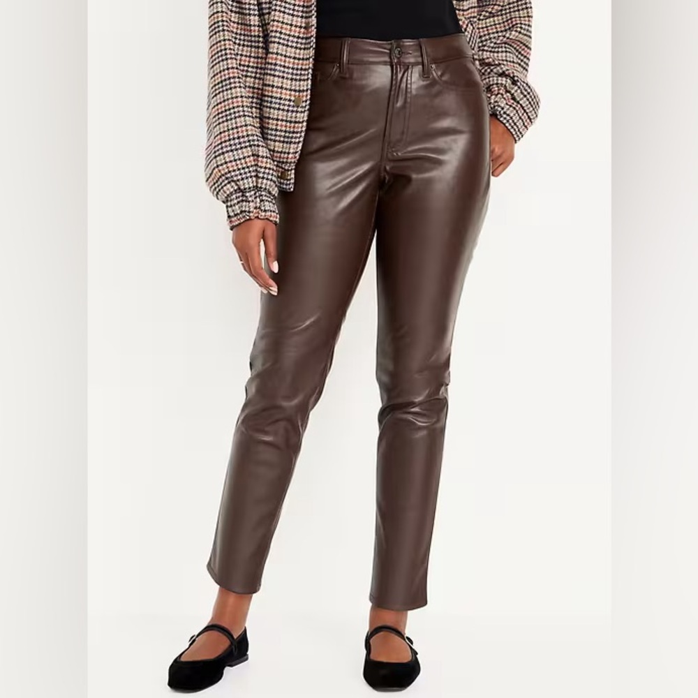 NWT OG Straight High Rise Faux Leather Old Navy